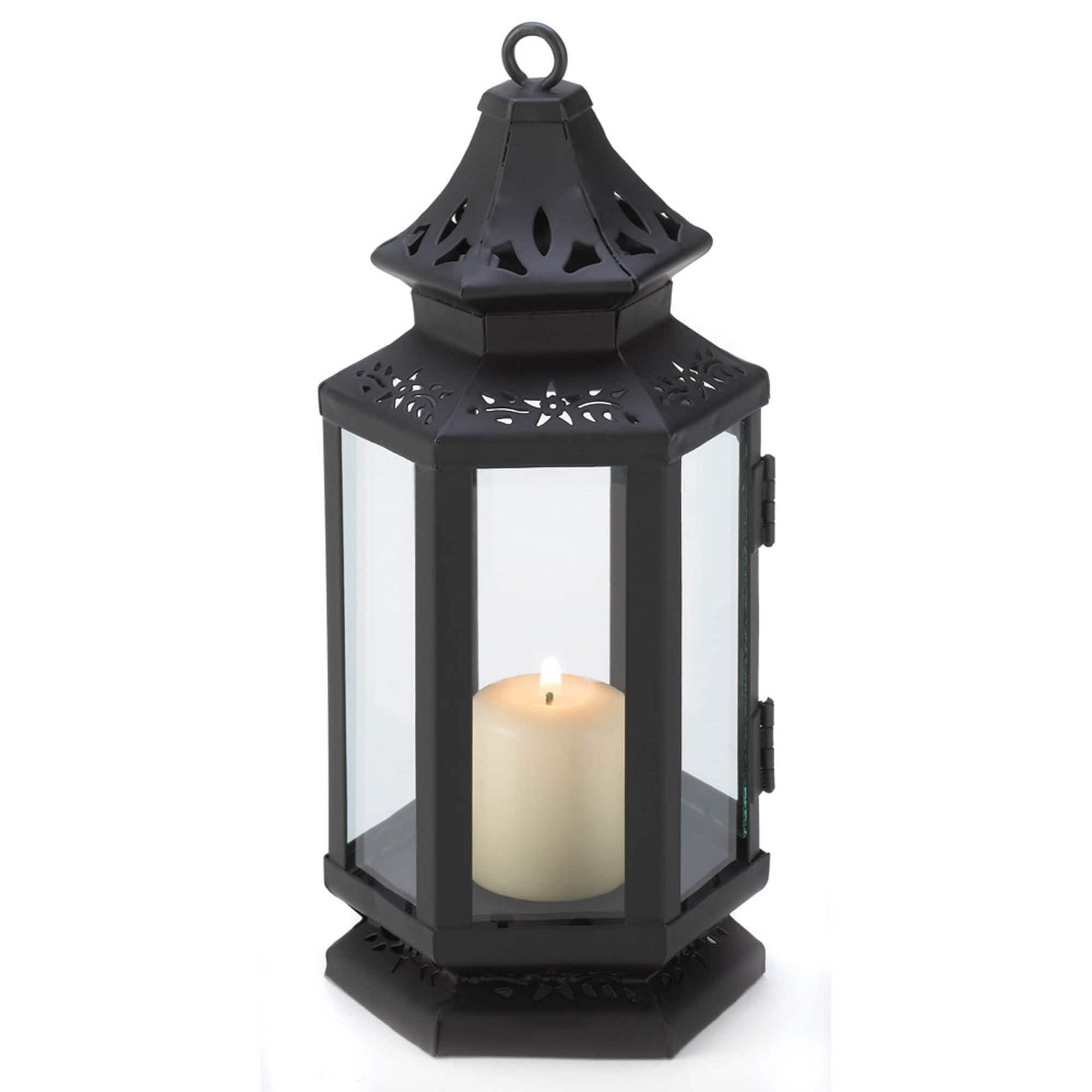 8" Black Metal Stagecoach Lantern